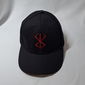 Stylish Black Cap with Red Embroidery (Anime) For Women Or Men